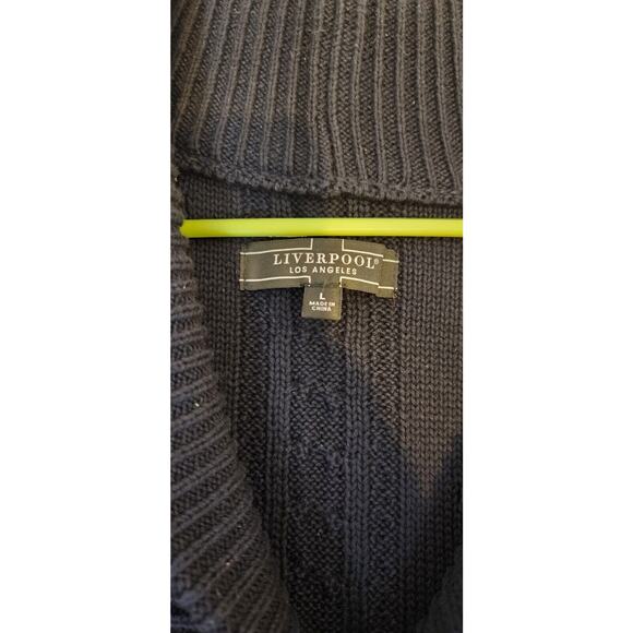 Liverpool Fisherman Cable Knit Cardigan Sweater Men's Sz L‎ Preppy Navy Blue - Picture 6 of 10